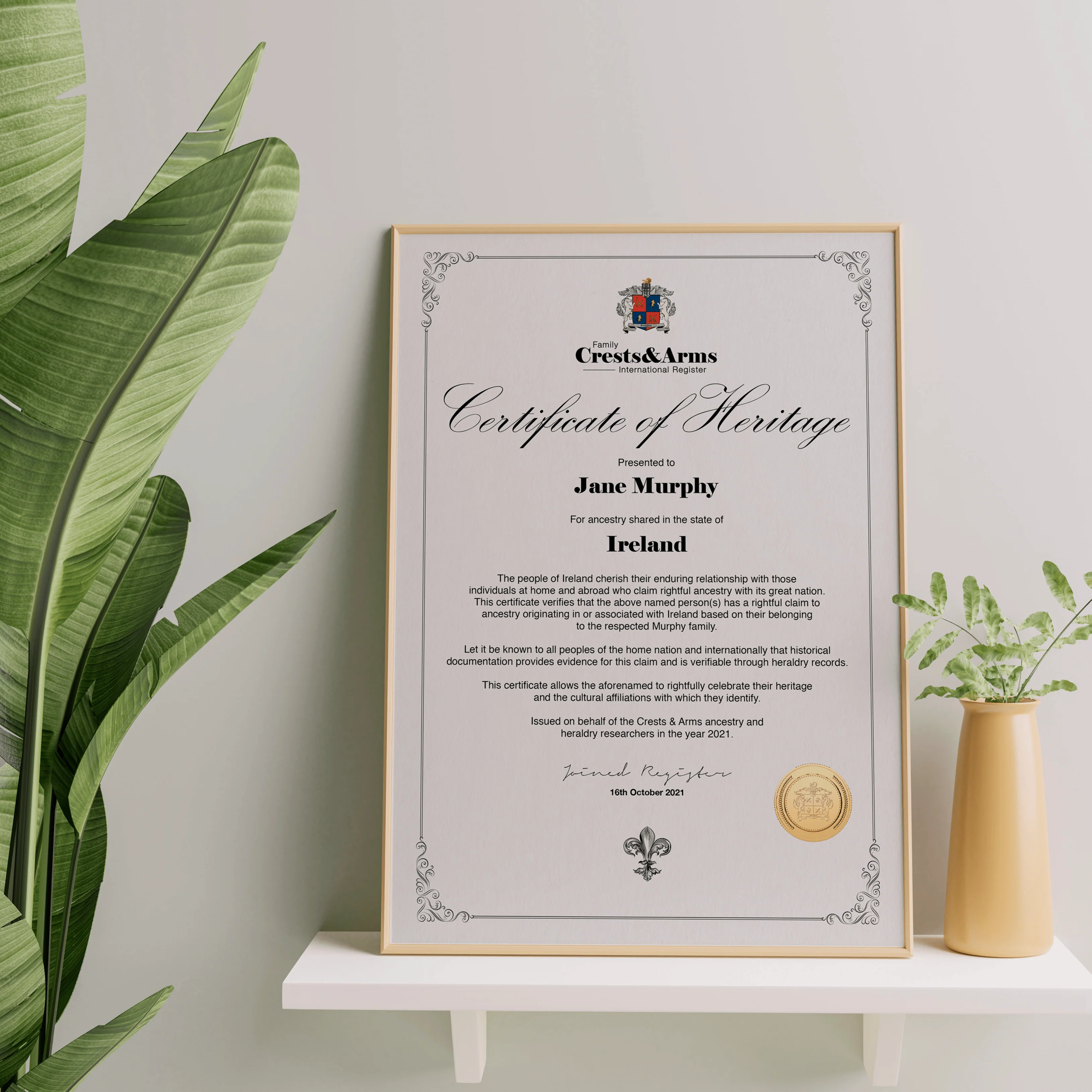 Certificate of Heritage (Framed - Black wood) - Image 3