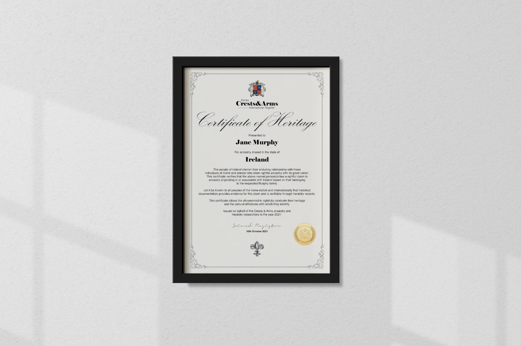 Certificate of Heritage (Parchment - NO FRAME) - Image 3